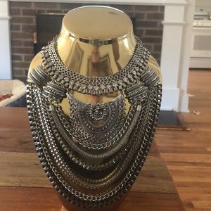Metal and rhinestone Bib Necklace